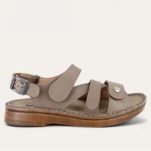 NAOT Utopia Collection Fleur Hook & Loop Comfort Sandals Tan/Khaki Size 39